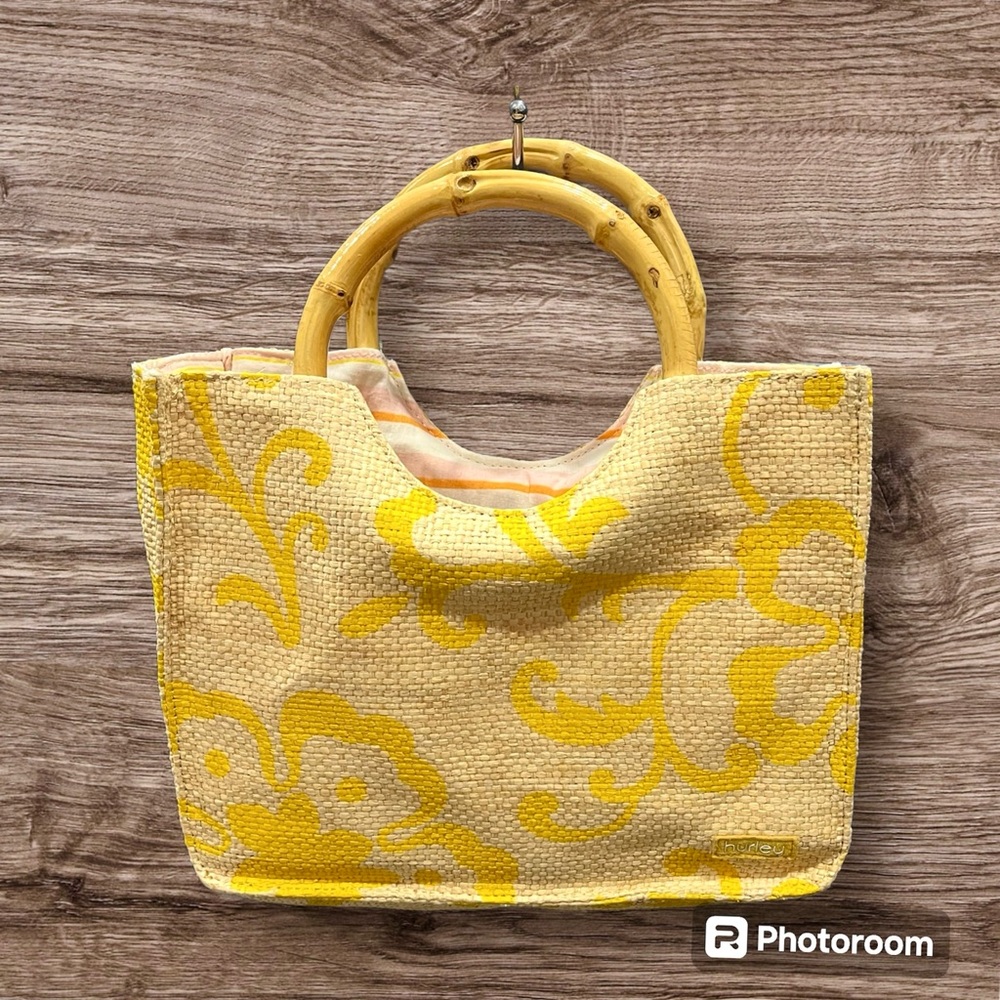 Hurley Woven Bamboo Handled Summer Tote.